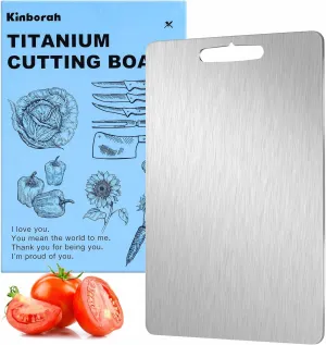 100% Pure Titanium Cutting Board - Cutting Boards for Kitchen, Dishwasher Safe Double-Sided Titanium Board for Home Kitchen Outdoor Camping Christmas Holiday Gifts for Women Wife (16 x 11 inches)