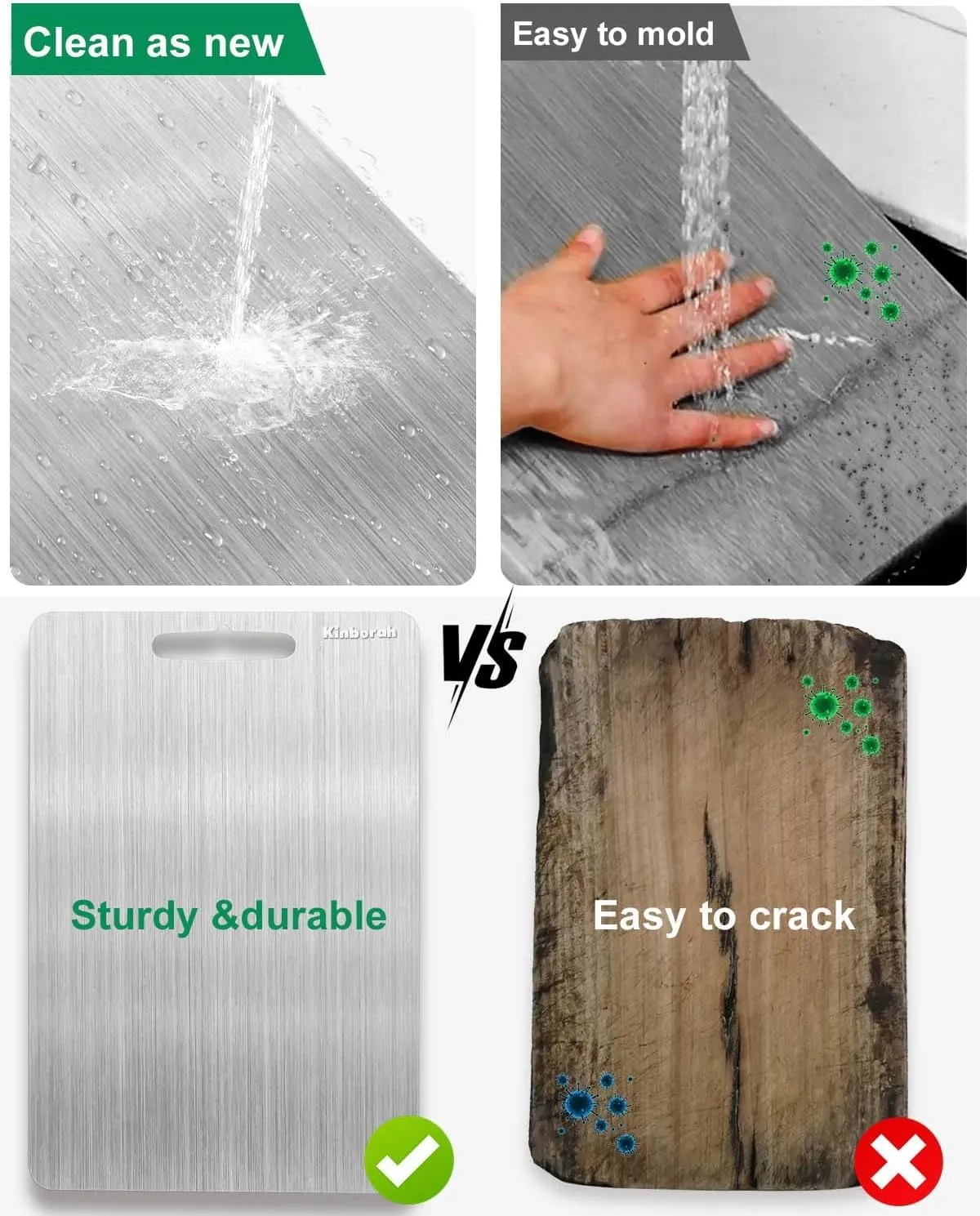 100% Pure Titanium Cutting Board - Cutting Boards for Kitchen, Dishwasher Safe Double-Sided Titanium Board for Home Kitchen Outdoor Camping Christmas Holiday Gifts for Women Wife (16 x 11 inches)