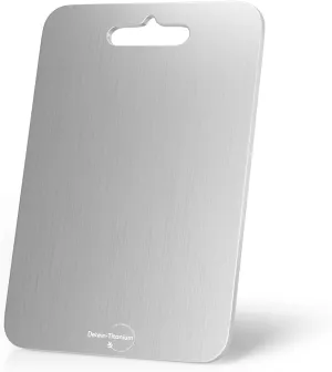 100% Pure Titanium Cutting Board for Kitchen 2mm Thickened, Easy to Clean, Dishwasher Safe, Double-Sided Chopping Board for Meat, Veggies, Fruits, Camping, Housewarming Gift (14.2" x 9.85")