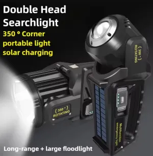 100000Lumens P70 Solar USB Charging 350¡ã Rotating 2 in 1 Flashlight Spotlight Handheld 9 Modes Outdoor Waterproof Emergency Work Lamp Lantern Bright Searchlight