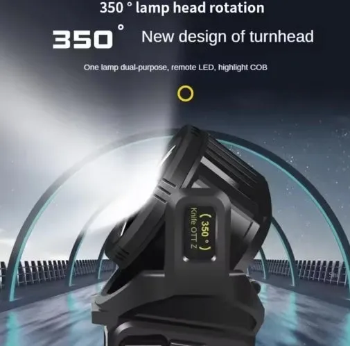 100000Lumens P70 Solar USB Charging 350¡ã Rotating 2 in 1 Flashlight Spotlight Handheld 9 Modes Outdoor Waterproof Emergency Work Lamp Lantern Bright Searchlight