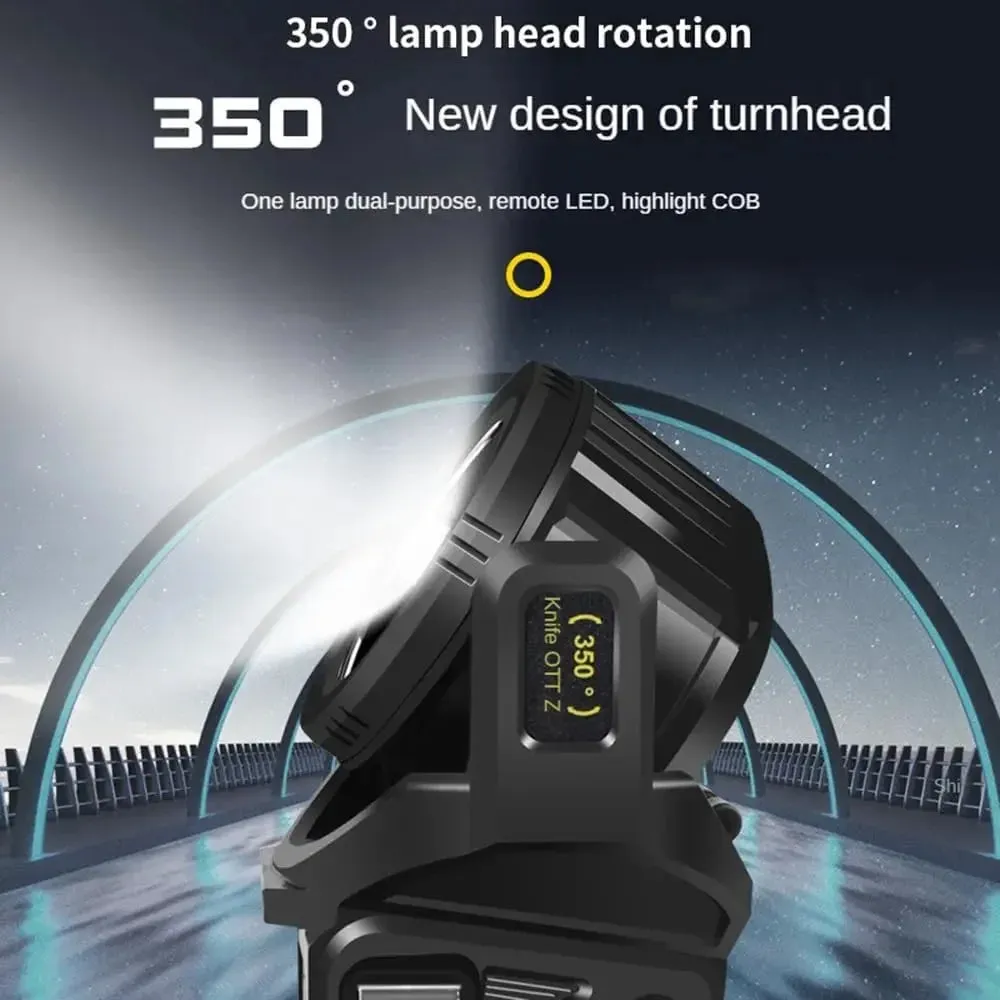 100000Lumens P70 Solar USB Charging 350¡ã Rotating 2 in 1 Flashlight Spotlight Handheld 9 Modes Outdoor Waterproof Emergency Work Lamp Lantern Bright Searchlight