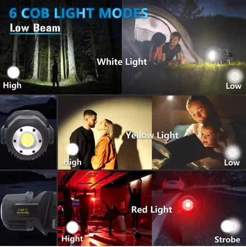 100000Lumens P70 Solar USB Charging 350¡ã Rotating 2 in 1 Flashlight Spotlight Handheld 9 Modes Outdoor Waterproof Emergency Work Lamp Lantern Bright Searchlight