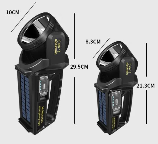 100000Lumens P70 Solar USB Charging 350¡ã Rotating 2 in 1 Flashlight Spotlight Handheld 9 Modes Outdoor Waterproof Emergency Work Lamp Lantern Bright Searchlight