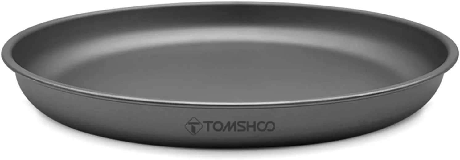 1000ML/1500ML Lightweight Titanium Frying Pan Dinner Fruit Plate Pan Food Container for Outdoor Camping Hiking Backpacking Picnic BBQ