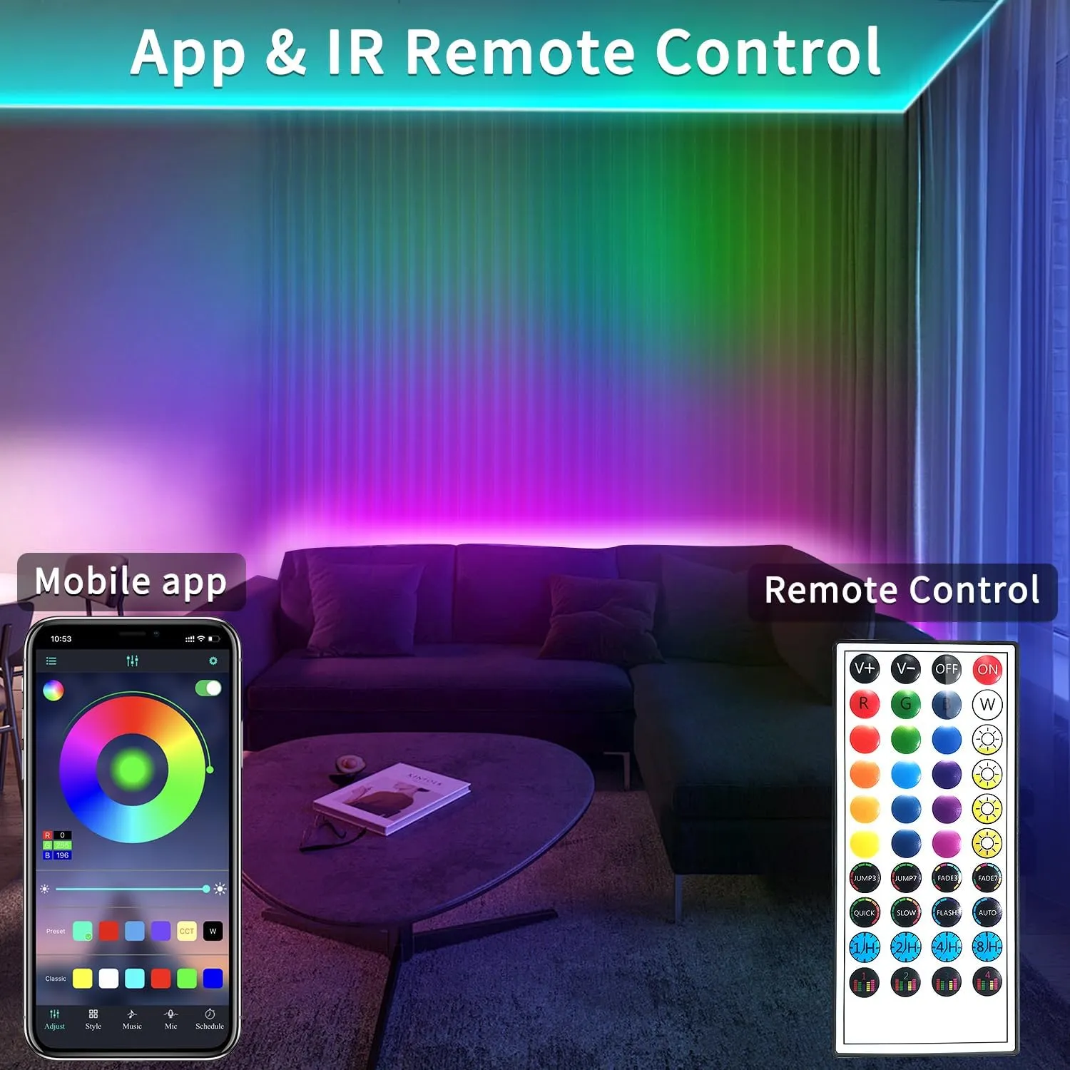100ft Outdoor LED Strip Lights Waterproof,IP68 Waterproof LED Light Strips with Remote,App Control Music Sync RGB Outdoor LED Rope Lights,LED Lights for Bedroom,Roof,Pool,Deck,Balcony