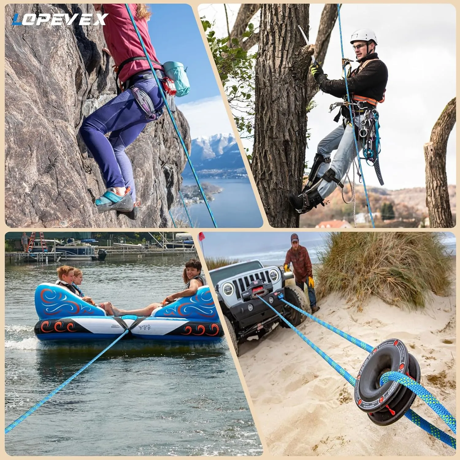 1/2 Inch Climbing Rope 100 Ft Blue - 48 Strands Tree Climbing,1/2in Arborist Rope,Rappelling Rope,Static Nylon Polyester Braided Rope,100ft Bull Rope for Tree Pulling,Nautical Rigging Rope Swing