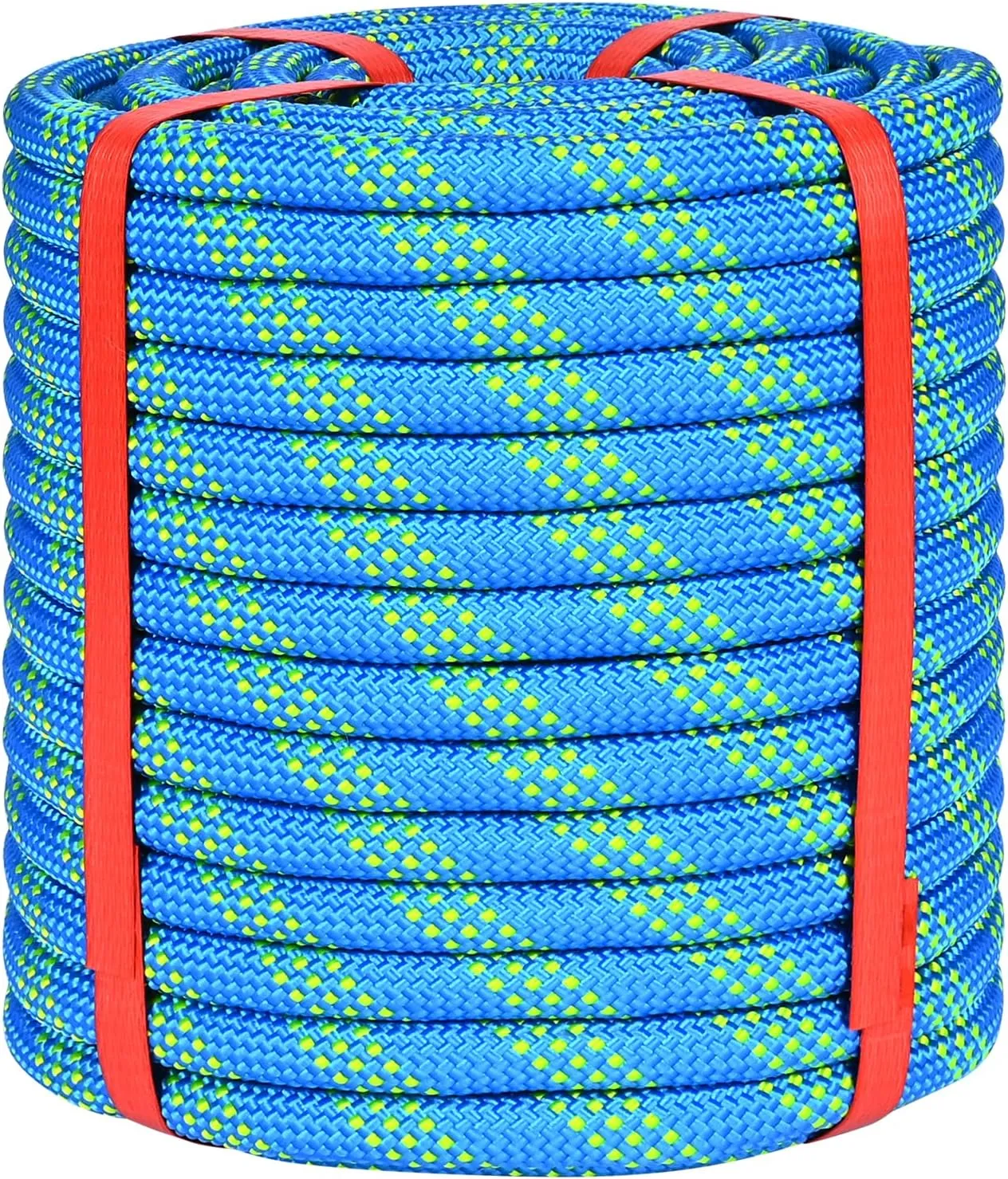 1/2 Inch Climbing Rope 100 Ft Blue - 48 Strands Tree Climbing,1/2in Arborist Rope,Rappelling Rope,Static Nylon Polyester Braided Rope,100ft Bull Rope for Tree Pulling,Nautical Rigging Rope Swing