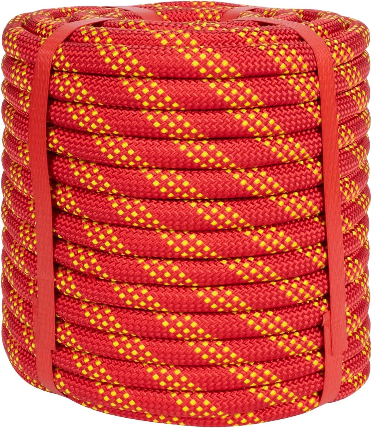 1/2 Inch Climbing Rope 100 Ft Red - 48 Strands Tree Climbing,1/2in Arborist Rope,Rappelling Rope,Static Nylon Polyester Braided Rope,Bull Rope for Tree Pulling,Nautical Rigging Rope Swing