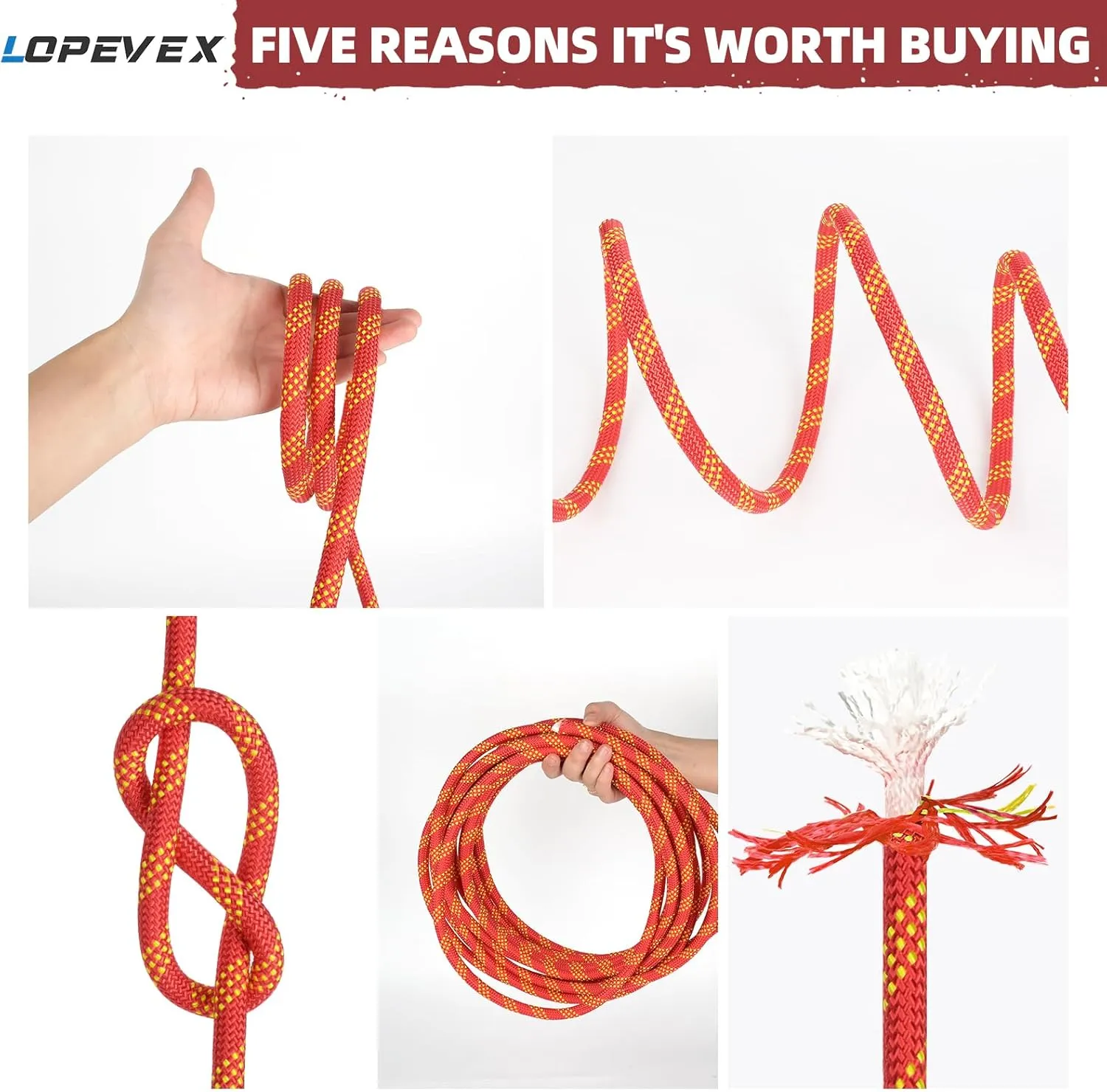 1/2 Inch Climbing Rope 100 Ft Red - 48 Strands Tree Climbing,1/2in Arborist Rope,Rappelling Rope,Static Nylon Polyester Braided Rope,Bull Rope for Tree Pulling,Nautical Rigging Rope Swing