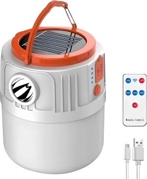 1200-3600mAH Lantern LED Solar Lamp, 5 Modes Rechargeable Tent Camping Light, Remote Control Waterproof Outdoor Portable Lantern Torch for Hiking, Camping, Home, Patio, Yard, Gazebo, Shed, Garage