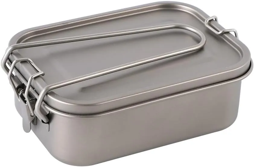 1200ML Large Capacity Outdoor Pure Titanium Camping Square Lunch Box Tableware 1PC(2 1200ml)