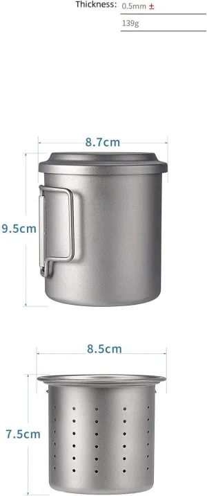 120ML Pure Titanium Outdoor Water Cup Camping Portable Double Layer Mug