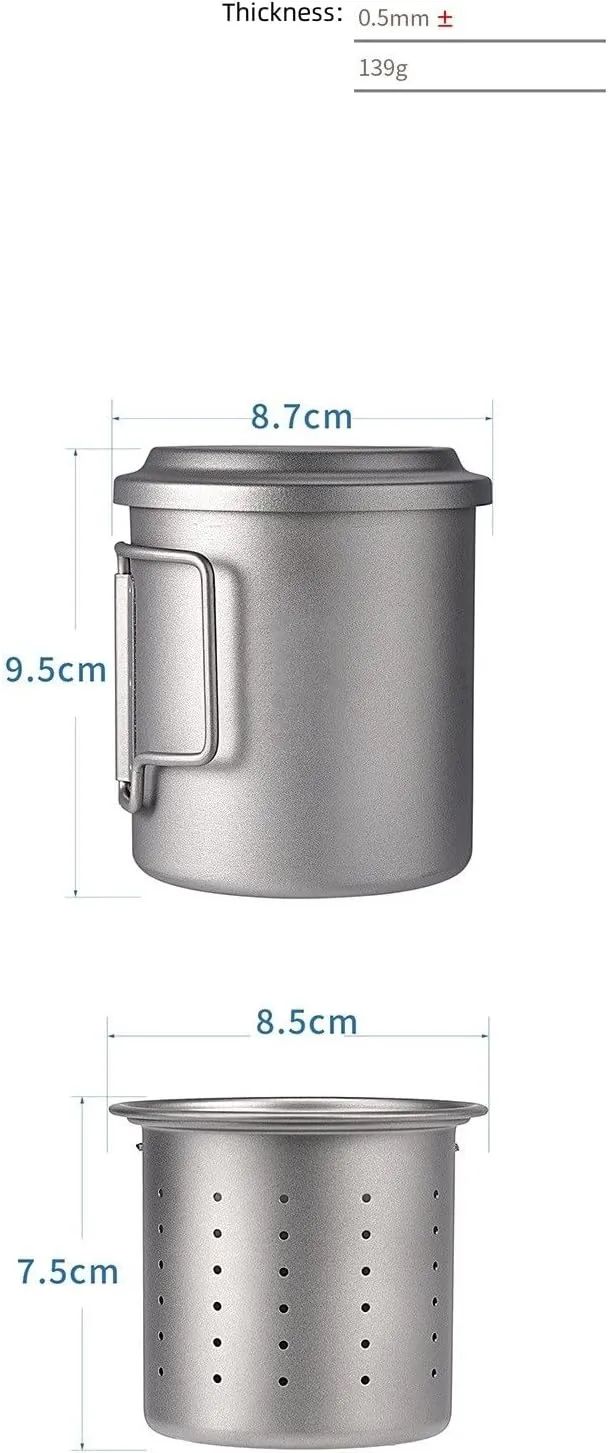120ML Pure Titanium Outdoor Water Cup Camping Portable Double Layer Mug