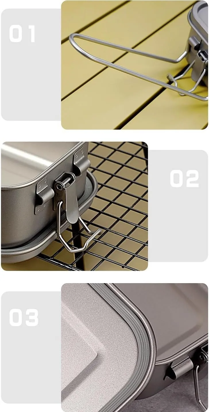 1PC Lunch Box 800ML, Pure Titanium Foldable Portable Bento Box Suitable for Outdoor Camping, Cycling, Etc.