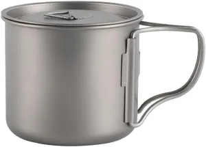 1PC Outdoor Camping Portable Pure Titanium Mug Camping Folding Water Cup with Lid(B500ml)