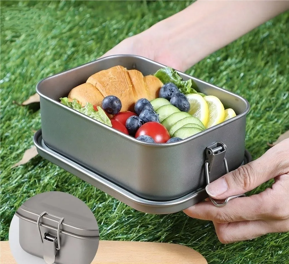 1PC Outdoor Pure Titanium Lunch Box, Portable Camping Lunch Box, Storage Box(Medium)
