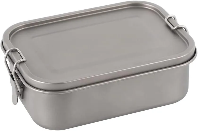 1PC Outdoor Pure Titanium Lunch Box, Portable Camping Lunch Box, Storage Box(Medium)
