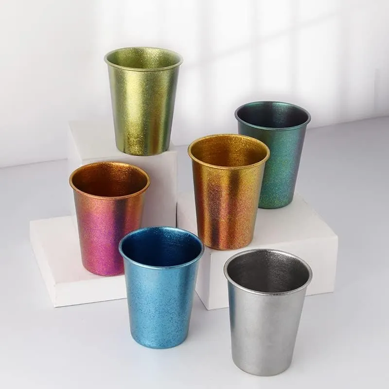 1pc pure titanium cup outdoor camping color mug portable water cup 350ml coffee cup(CL)
