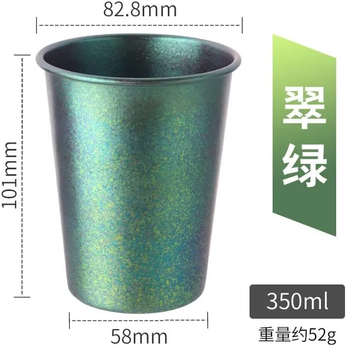 1pc pure titanium cup outdoor camping color mug portable water cup 350ml coffee cup(CL)