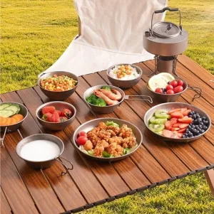 1PC Pure Titanium Double-Layer Bowl 280ML, Lightweight Portable Tableware Suitable for Home Or Outdoor Camping(B L)