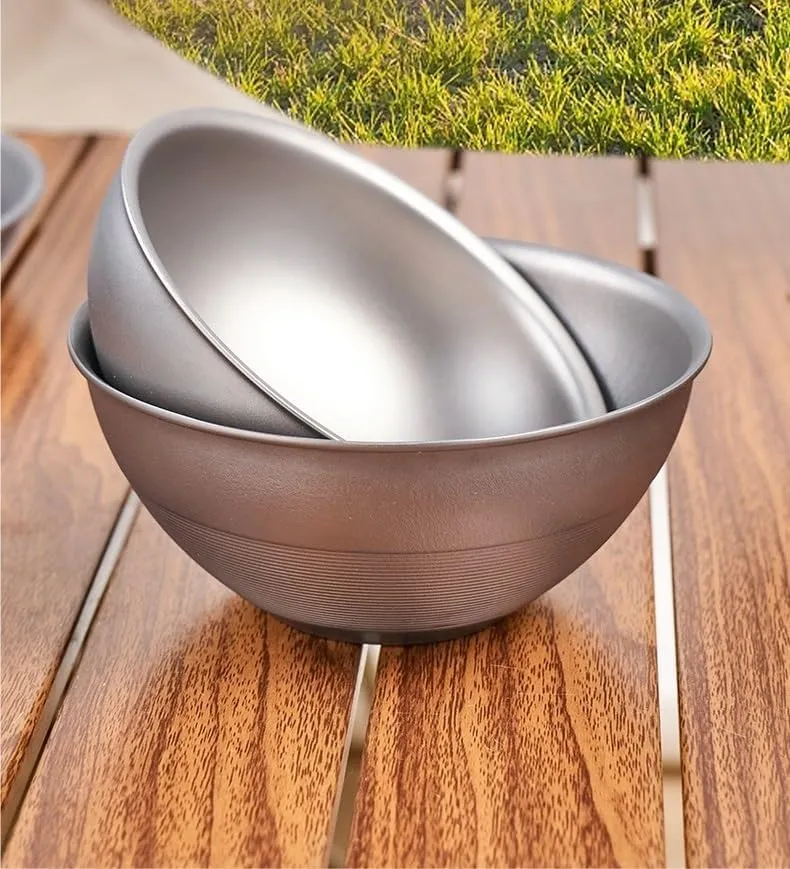 1PC Pure Titanium Double-Layer Bowl 280ML, Lightweight Portable Tableware Suitable for Home Or Outdoor Camping(B L)