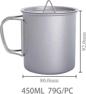 1pc pure titanium folding water cup outdoor camping portable coffee cup(450ml)