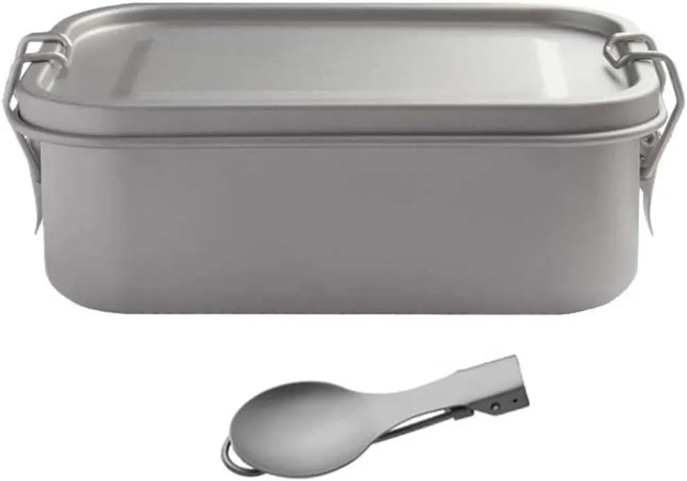 1PC Pure Titanium Lunch Box 1000ML, Portable Sealed Square Bento Box Suitable For Outdoor Camping