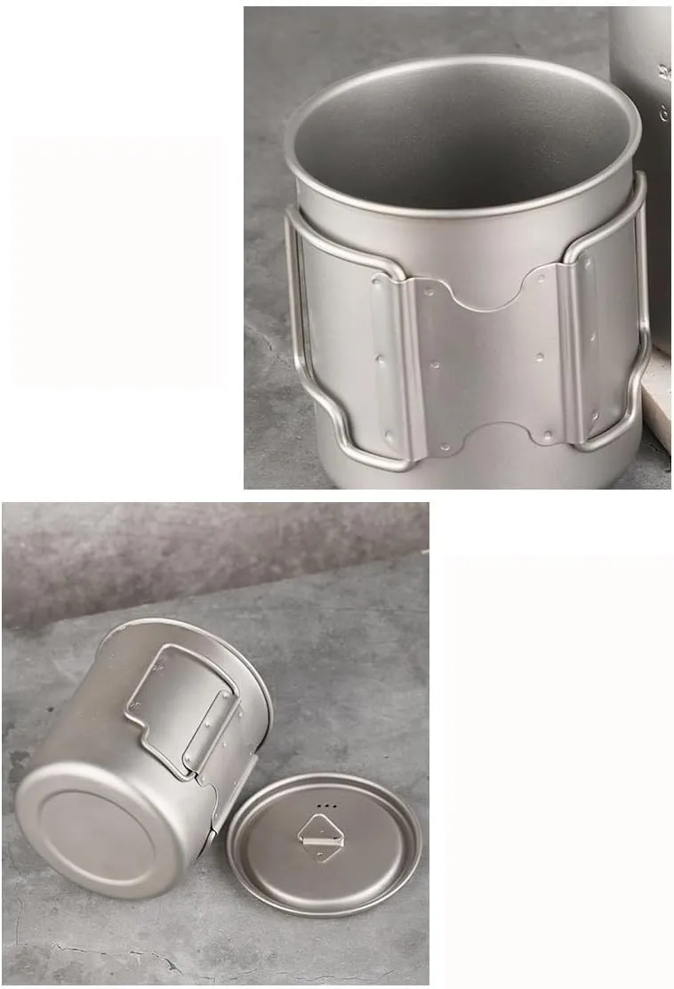 1PC Pure Titanium Mug 500ml, Foldable Portable Coffee Cup Suitable For Outdoor Camping Or Home Use