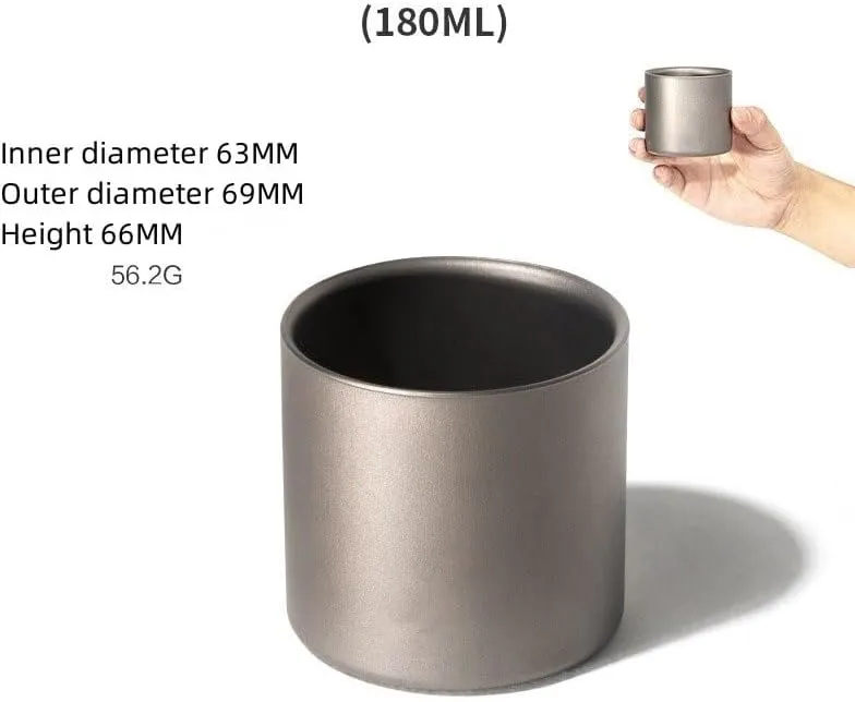 1PC Pure Titanium Mug, Double-Layer Insulated Coffee Mug and Tea Cup Suitable for Outdoor Picnics Or Home Use(180ML)