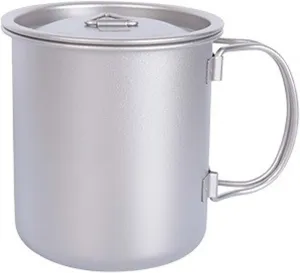 1PC Pure Titanium Outdoor Folding Water Cup 450ML Camping Coffee Cup Mug