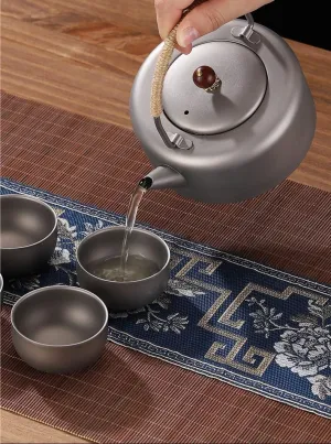 1PC Pure Titanium Teapot 400ML, Foldable Portable Coffee Pot Suitable For Home Or Outdoor Camping