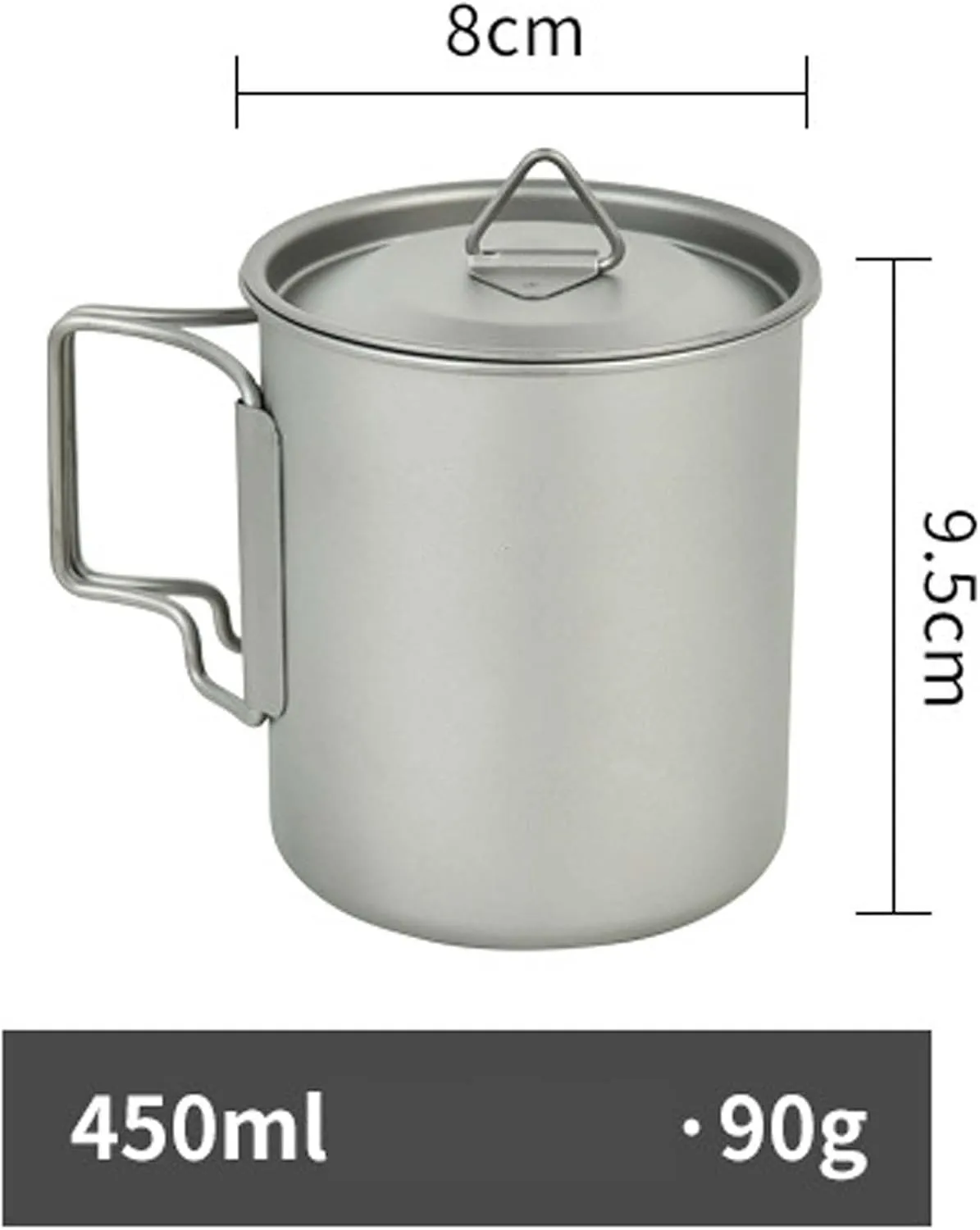 1PC ultra-light folding pure titanium single-layer water cup portable outdoor camping cup mug coffee cup(450ml lid)