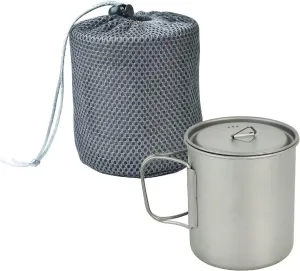 1PC ultra-light folding pure titanium single-layer water cup portable outdoor camping cup mug coffee cup(450ml lid)