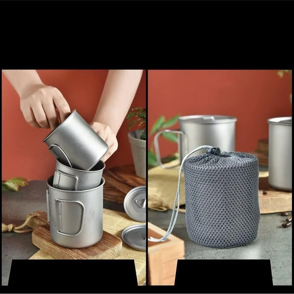 1PC ultra-light folding pure titanium single-layer water cup portable outdoor camping cup mug coffee cup(500ml)