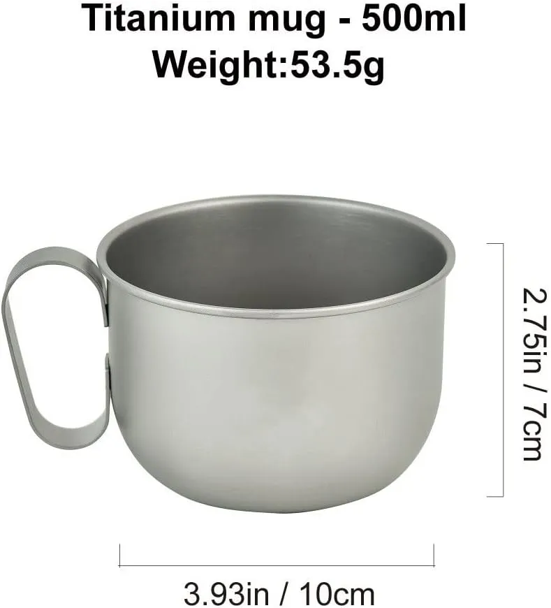 1PC ultra-light folding pure titanium single-layer water cup portable outdoor camping cup mug coffee cup(500ml)