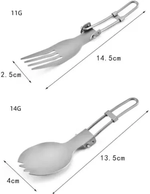 1SET Pure Titanium Folding Fork And Spoon Two-piece Outdoor Camping Portable Tableware Set