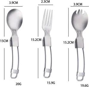 1SET Pure Titanium Spoon Fork Salad Spoon Three-piece Outdoor Camping Household Folding Tableware
