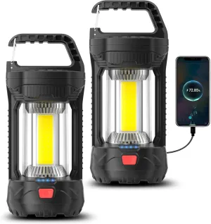 2 Pack 2000LM Rechargeable LED Camping Lantern, Waterproof Tent Light with 3 Light Modes, Camping Essentials, Portable Lantern Flashlight for Hurricane, Power Outages