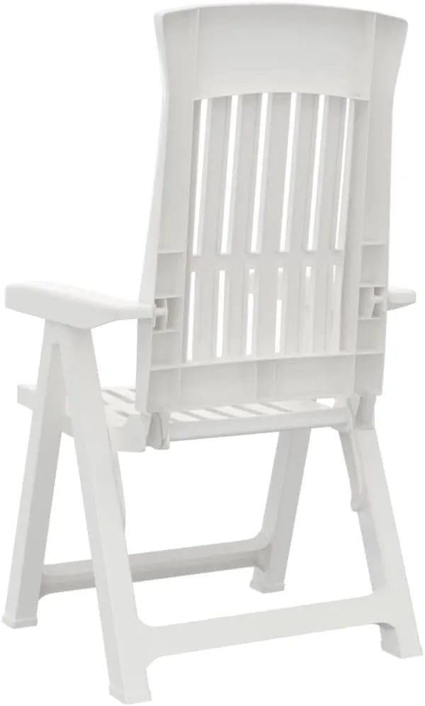2 Pcs White Foldable Patio Reclining Chairs Adjustable Backrest Outdoor Lounge Chairs Lightweight PP Material for Garden Lawn Beach Camping and Sunbathing