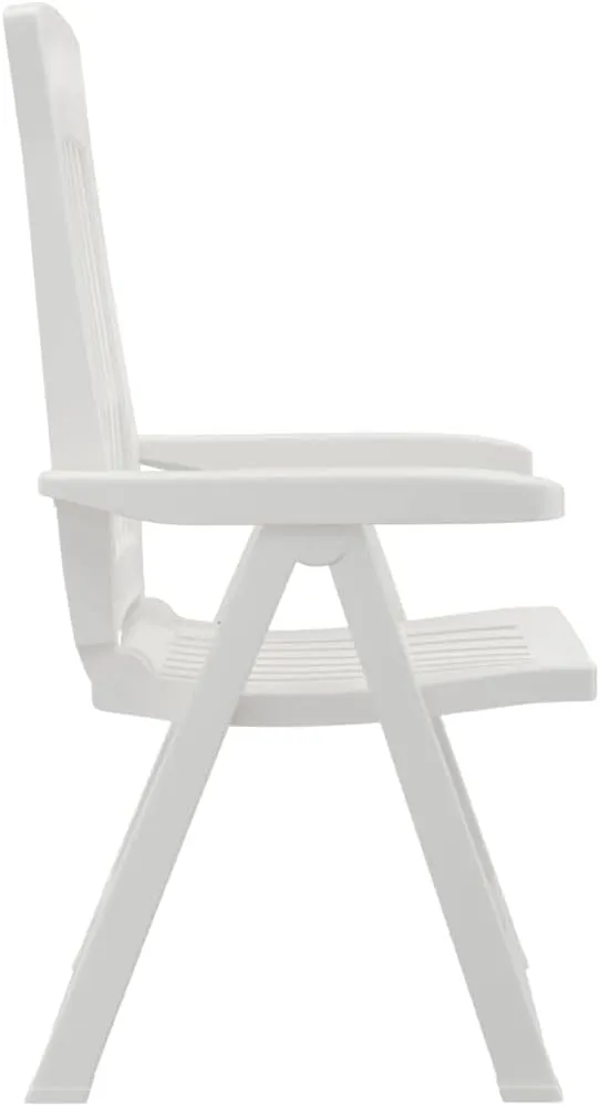 2 Pcs White Foldable Patio Reclining Chairs Adjustable Backrest Outdoor Lounge Chairs Lightweight PP Material for Garden Lawn Beach Camping and Sunbathing