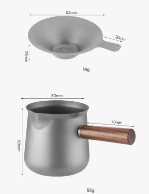 2-Piece Set Pure Titanium Tea Set, Portable Tea Dispenser and Tea Drain Suitable for Outdoor Or Home Use