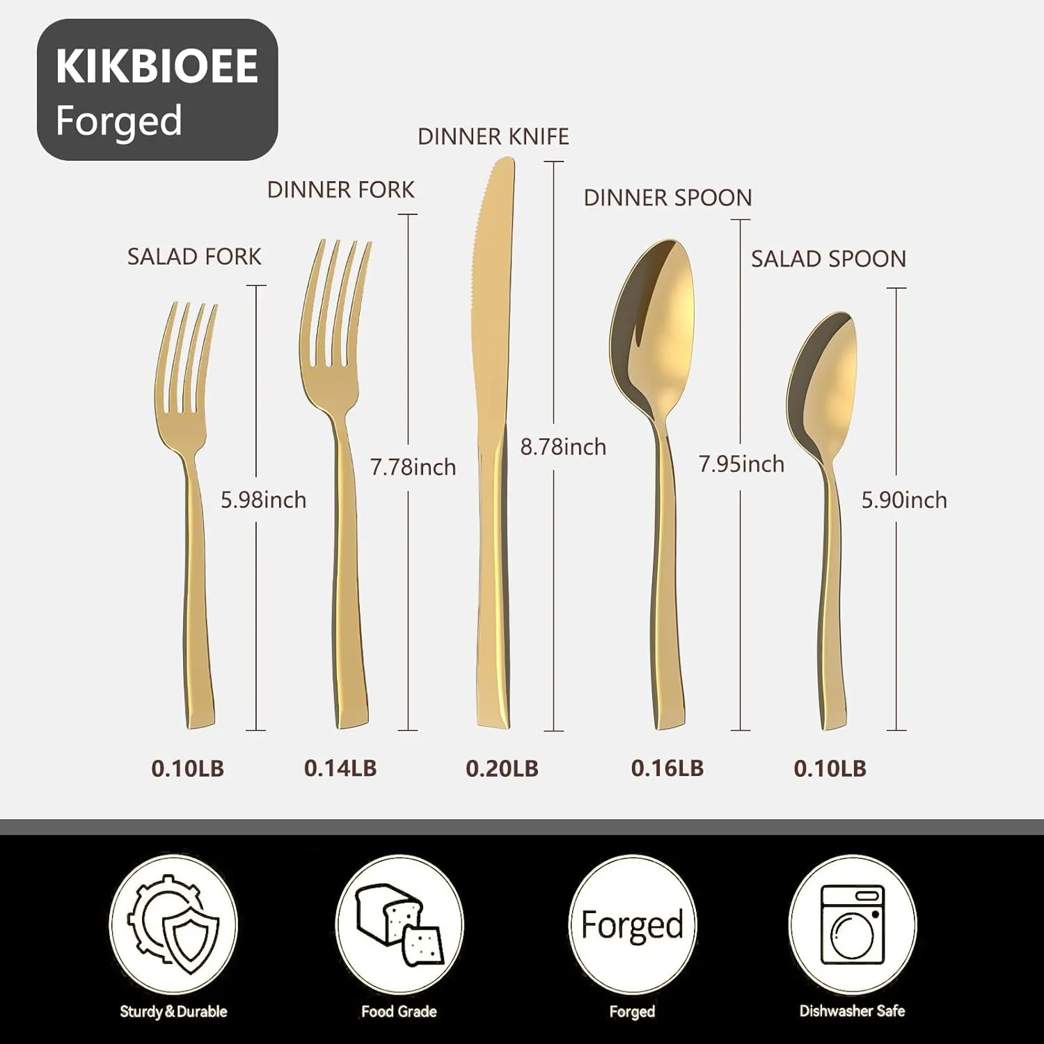 20-Piece Gold Silverware Set, Stainless Steel Cutlery Set, Handle Flatware Set, Modern Mirror| Dishwasher Safe| Service for 4