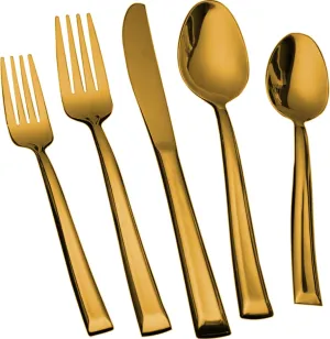 20-Piece Gold Silverware Set, Stainless Steel Cutlery Set, Handle Flatware Set, Modern Mirror| Dishwasher Safe| Service for 4