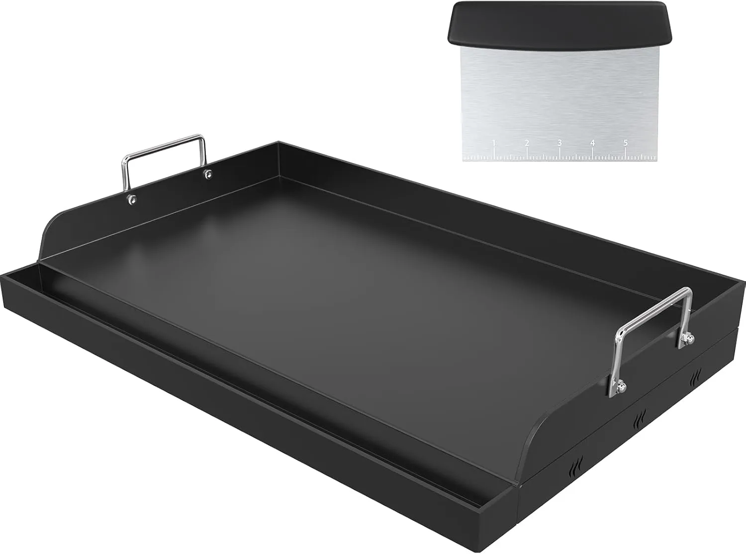 23＂×16＂ Nonstick Universal Griddle for Gas Grill, Muti-Purpose Cooking Cast Iron Griddle with Grease Groove, Pre-Seasoned Flat Top Plate Insert for Camping, Tailgating, Parties