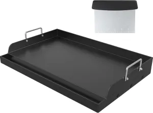 23＂×16＂ Nonstick Universal Griddle for Gas Grill, Muti-Purpose Cooking Cast Iron Griddle with Grease Groove, Pre-Seasoned Flat Top Plate Insert for Camping, Tailgating, Parties
