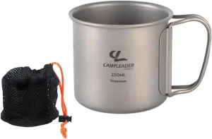 250Ml Titanium Camping Mug Foldable Handle Portable Drinking Cup for Hiking Picnic Travel