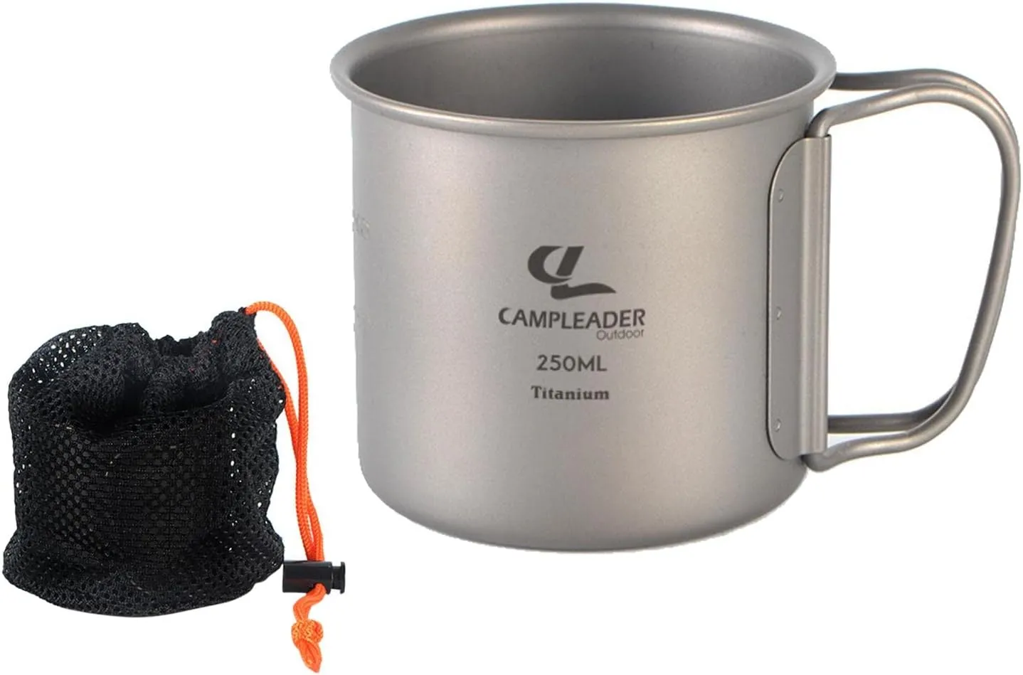 250Ml Titanium Camping Mug Foldable Handle Portable Drinking Cup for Hiking Picnic Travel
