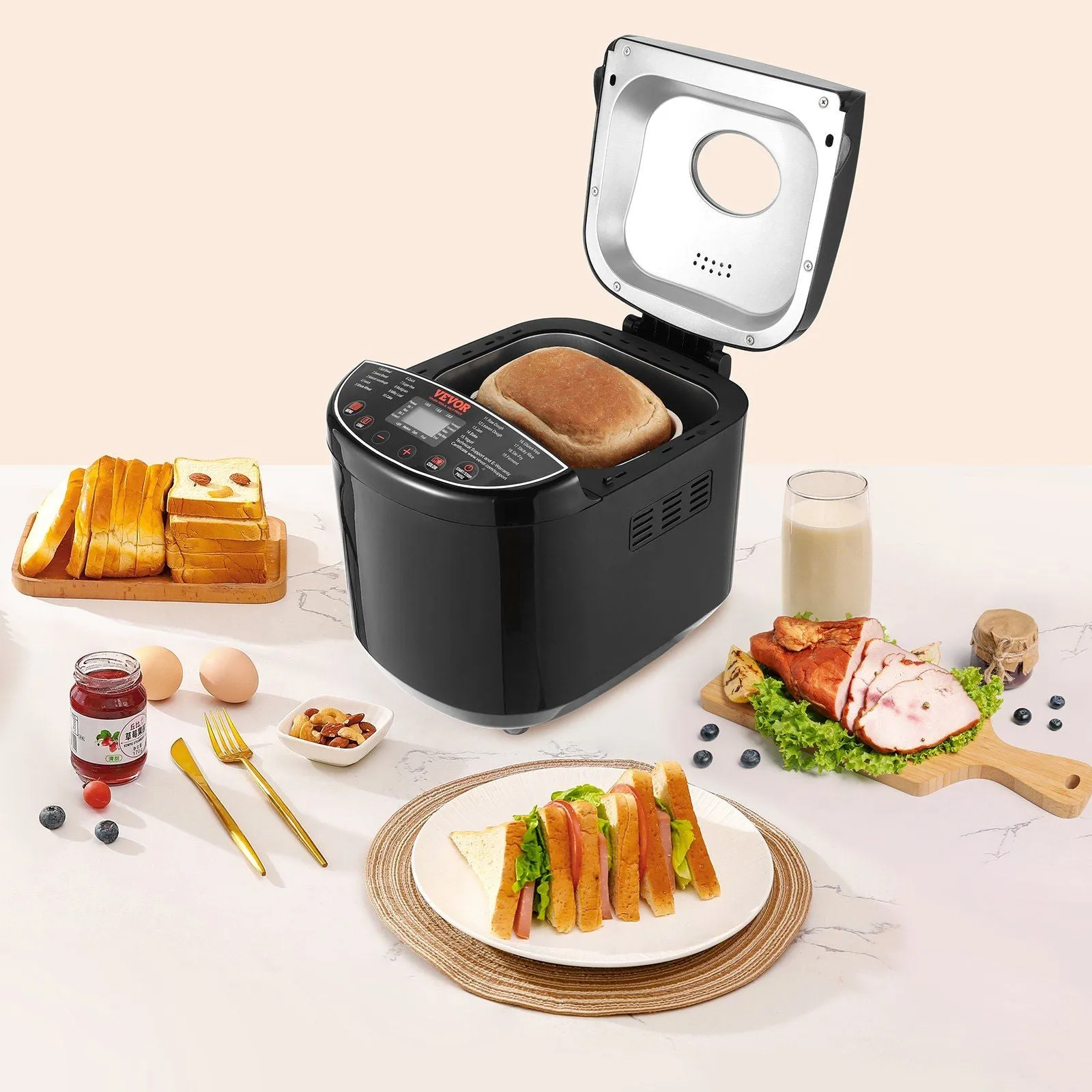2LB 19-in-1 Bread Maker/Automatic Compact Dough Machine