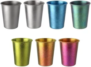 2pc pure titanium cup outdoor camping color mug portable water cup 350ml coffee cup(Titanium silver)